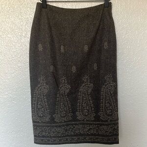 Anne Klein paisley print embroidered skirt